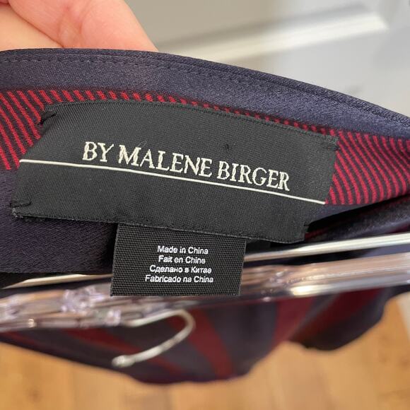 By Malene Birger Danish Designer Asymmetric Stripes Skirt Navy Red Wrap 38 US 8 - Picture 4 of 6